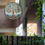 Tree of Life with Birds Sun Catcher RVEAFA Stained Glass Window Hanging Birds Lover Gifts for Women Wall Decor Handmade Sun Catcher Decoration for Garden Home Housewarming Gifts（20 * 20cm