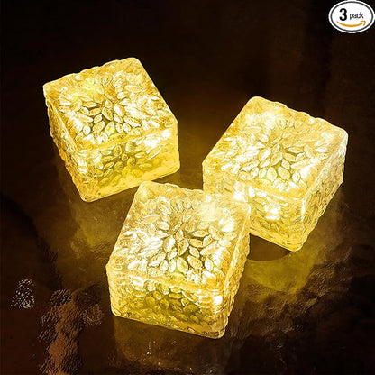 JKIMK Solar Brick Lights - Outdoor Waterproof Patio & Garden Decor (3 Packs) for Patio, Yard, Walkway, Pathway