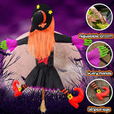 Large Crashing Witch Decor(55'' H), Halloween Decorations Clearance Outdoor Witch Props Ornaments, Hanging into Tree/Porch Pole/Door/Yard, with Adjustable Band, Outside Garden Funny Witches Crashed