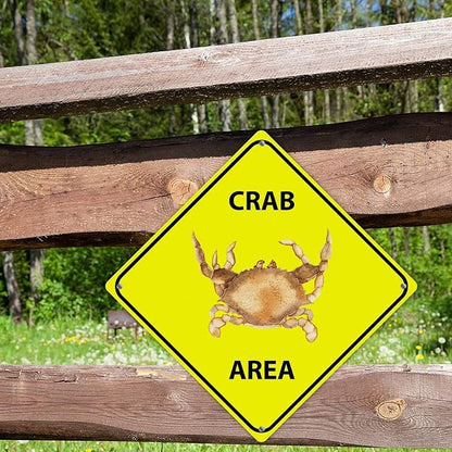 Crab Crossing Sign Caution CrabXing Sign Street Sign Wildlife Novelty Road Fence Wall Decor Warning Metal Tin Sign For Indoor Outdoor Highway10x10in