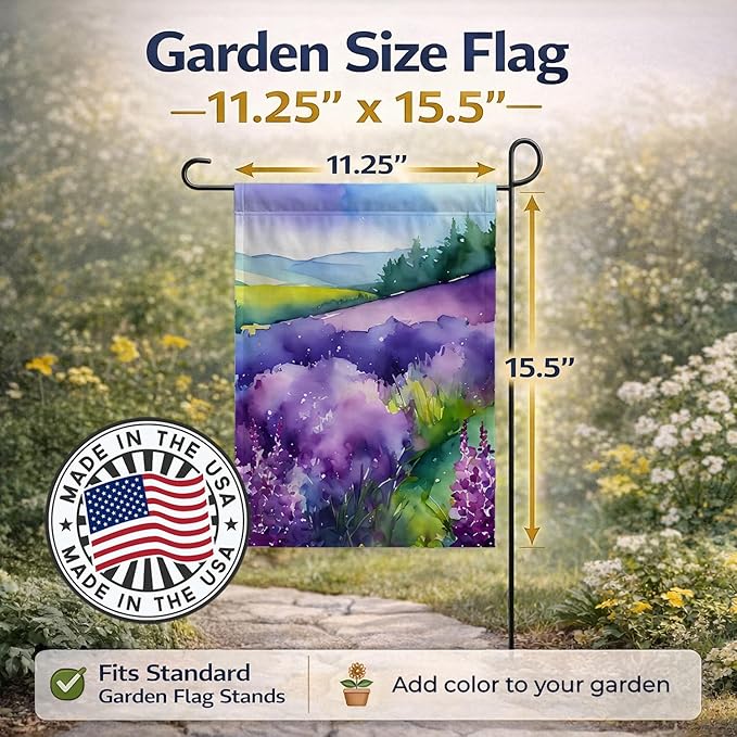 Caroline's Treasures New Hampshire Purple Lilac in Watercolor Garden Flag Mailbox Flag Decorative Yard Flag Banner Outside Patio Artwork Yard Flower Beds, Garden Size, Multicolor