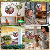 Rngmsi Hummingbird Flower Stained Glass Window Hanging, 7.8″ Sun Catchers with Hook Indoor Window Decor, Decorative Suncatchers Home Garden Art Gift for Bird Lovers Housewarming