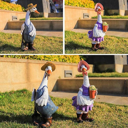 Baoblaze Duck Statues for Garden Figures, Resin Animal Sculpture Home Decoration, Outdoor Or Indoor Art Crafts Statues Decor, for Garden, Pond Decoration, Femal