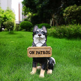 Outdoor Husky Dog Statue with Interchangeable Welcome Sign and Detachable Solar Lantern –LED Light Garden Dog Sculpture Décor Garden Statue Outdoor Dog Statue Cute Puppy for Yard Porch Gift