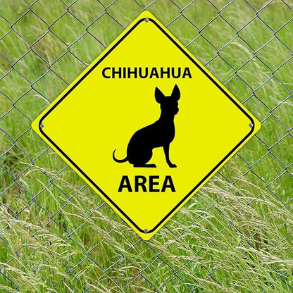 Chihuahua Crossing Sign Caution ChihuahuaDog Xing Sign Street Sign Wildlife Novelty Road Fence Wall Decor Warning Metal Tin Sign For Indoor Outdoor 10x10in
