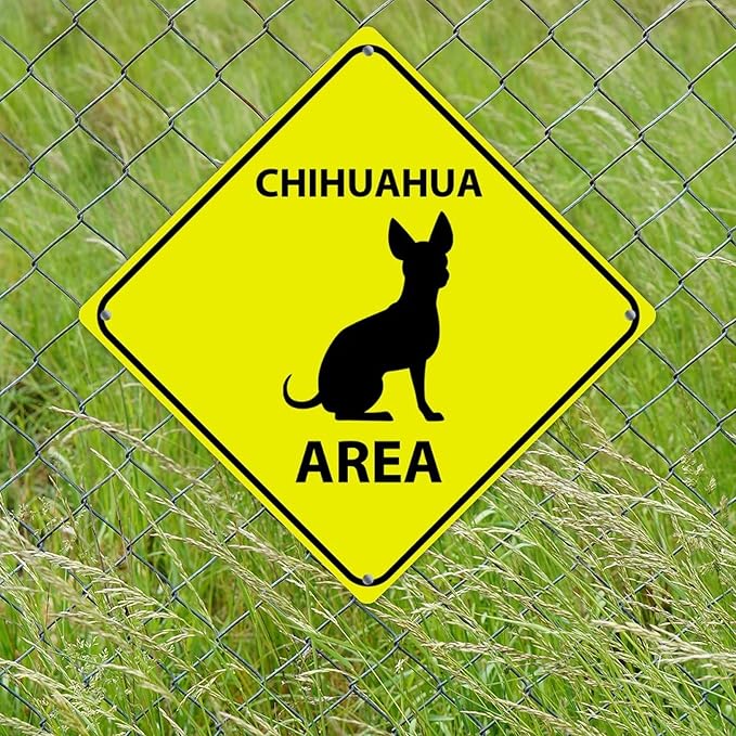 Caution Chihuahua Crossing XING Tin Sign Chihuahua Dog Area Warning Street Sign Chihuahua Novelty Caution Road Sign for Man Cave Yard Garage Porch 15x15in