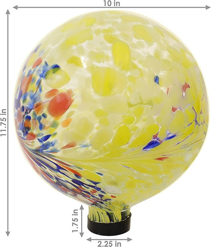 Sunnydaze 10-Inch Gazing Ball for Garden - Glass Gazing Globe for Outside - Garden Orb Yard Decor - Bright Summer Burst - Set of 2