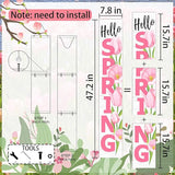Hello Spring Porch Sign Tulip Wooden Welcome Sign Vertical Spring Hanging Signs For Standing Front Porch Decor Rustic Wall Decor Home Farmhouse Yard Door Spring Decorations 47.2"H