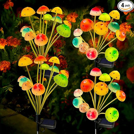 Kohlrabi Solar Garden Lights, 4 Pack Solar Mushroom Lights Outdoor, Upgraded 48LED Mushroom Light Yard Decor Outside Waterproof, Garden Decor for Lawn Front Porch Patio Backyard