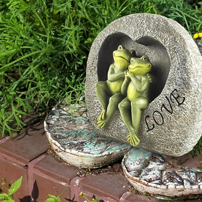 Garden Sulpture Frog Lover Statue Cute Frog Decor for Outside, Gift of Garden Statues and Figurines Outdoors,7.09 Inch