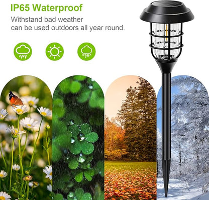 LETMY Solar Pathway Lights Outdoor, 8 Pack Bright Solar Lights Outdoor, IP66 Waterproof Auto On/Off Solar Garden Lights Solar Powered Landscape Lighting for Yard Patio Walkway Driveway Pathway - Black