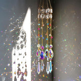 HDCRYSTALGIFTS 14.5'' Length Crystal Suncatchers, Hanging Crystals Sun Catcher with Colorful Beads Chain Rainbow Maker for Window Indoor Outdoor Home Office Garden Decoration