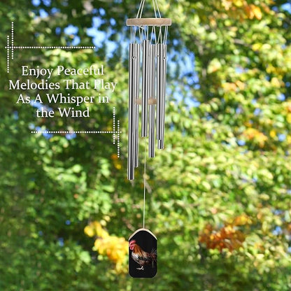 Wind Chimes for Outside,Animal Cockerel Printed Cute Aluminium Windchimes Outdoors,Soothing Melodic Memorial Wind Chime for House Porch Patio Garden Balcony Decor