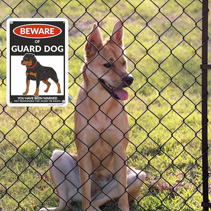 SmartSign Beware Of Guard Dog Warning Sign - 10"x7", 40 mil Laminated Rust-free Aluminum - Funny Metal Signs for Entrances, Outdoors, Patio, Gifts, Cafe - Guard Dog Theme, Made in USA