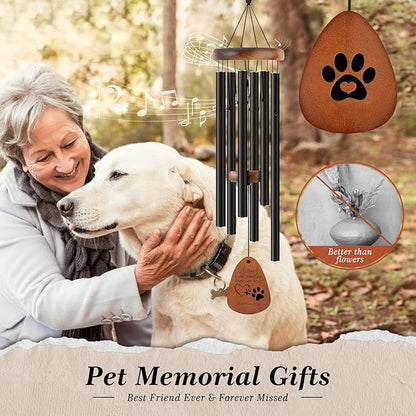 Pet Memorial Wind Chimes for Dogs or Cat - Large Outdoor Sympathy Gift for Loss Dog/Cat, Outdoor Aluminum Windchime with Healing Tones, Garden Decor & Comforting Bereavement Present