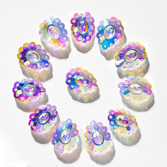 HDCRYSTALGIFTS 12pcs Crystal Prisms Suncatcher for Window Rainbow Maker Chandelier Crystals Hanging Sun Catchers Indoor Outdoor Home Garden Valentines Day Wedding Decoration, 50mm