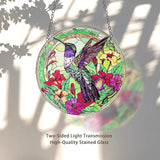 Hummingbird Stained Glass Decor for Women, Bird Lovers Suncatcher. Green Birds Art Walldecor.