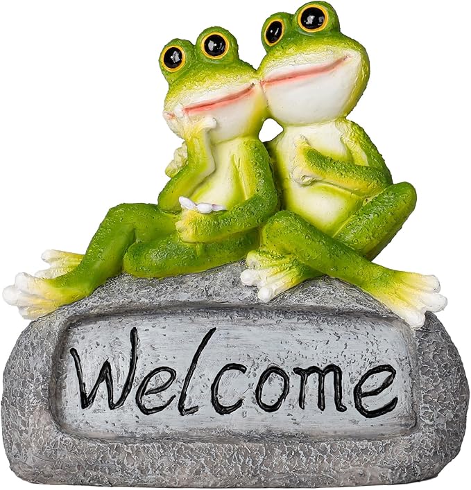 Lily's Home Cute Frog Ornament - Polyresin Garden Statue for Patio, Yard & Rooftop | Weatherproof Outdoor Decor | Charming Animal Figurine for Indoor/Outside Use