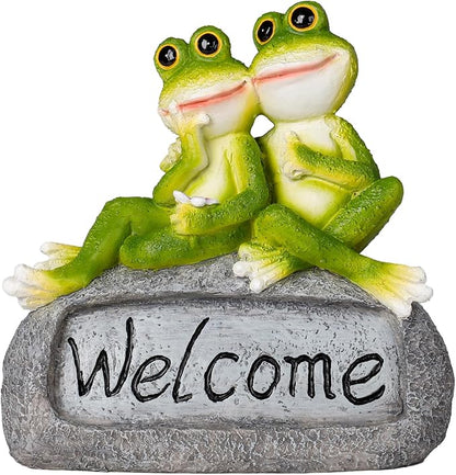 Lily's Home Cute Frog Ornament - Polyresin Garden Statue for Patio, Yard & Rooftop | Weatherproof Outdoor Decor | Charming Animal Figurine for Indoor/Outside Use
