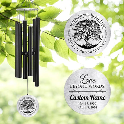 ASTARIN Personalized 30" Bereavement Wind Chimes for Outside, Memorial Gift in Remembrance of a Loved One, Sympathy Gift for Loss of Mother Father Husband, Garden Patio Decor