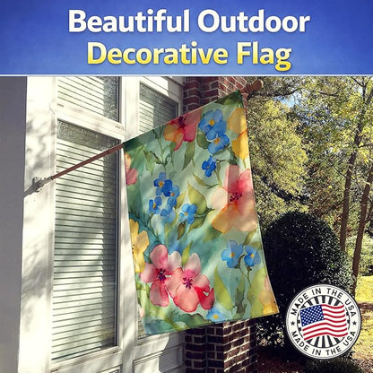 Caroline's Treasures Alaska Forget-me-nots in Watercolor House Flag Large Porch Sleeve Pole Decorative Outside Yard Banner Artwork Wall Hanging, Polyester, House Size, Multicolor