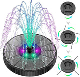 SZMP 3.5W Glass Solar Fountain with Swivel-Out Fixed Rods, Solar Bird Bath Fountains with LED Lights and 2000mAh Battery, 7 Nozzles, Outdoor Solar Water Fountain Pump for Garden, Pool, Pond (Black)