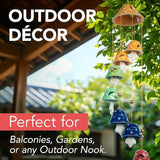 Wiosi Mushroom Wind Chimes for Outside Garden Decor - Mushroom Ornaments Piece - Ceramic Windchimes Outdoors - Indoor Bell Wind Chimes - Perfect Small Ornament for Garden Lovers