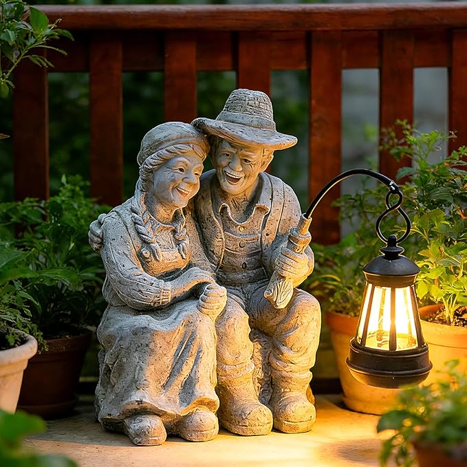 Teaeeno Couple Decor Outdoor Solor Light, Timeless Moments for A Lifelong Partnership, Gifts for Garden/Patio Decor, Essential Gifts for First Love/Anniversaries,Creating A Romantic Ambiance(Stone)