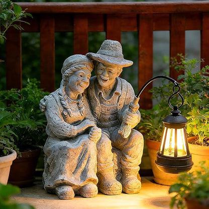 Teaeeno Couple Decor Outdoor Solor Light, Timeless Moments for A Lifelong Partnership, Gifts for Garden/Patio Decor, Essential Gifts for First Love/Anniversaries,Creating A Romantic Ambiance(Stone)