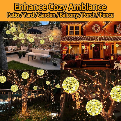 Christmas Ball Lights - 200LED Outdoor Tree Globe String Lights, 8 Modes Waterproof Sphere Lantern Lights, Christmas Decor for Tree Garden Porch (Warm White)