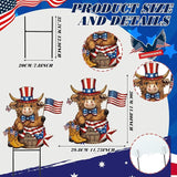 Amyhill 4th of July Highland Cow Outdoor Decor Patriotic Star Metal Garden Stakes Decorative Red White Blue Calf Lovers Yard Signs with Stakes for Independence Day Memorial Day Garden Lawn Decorations