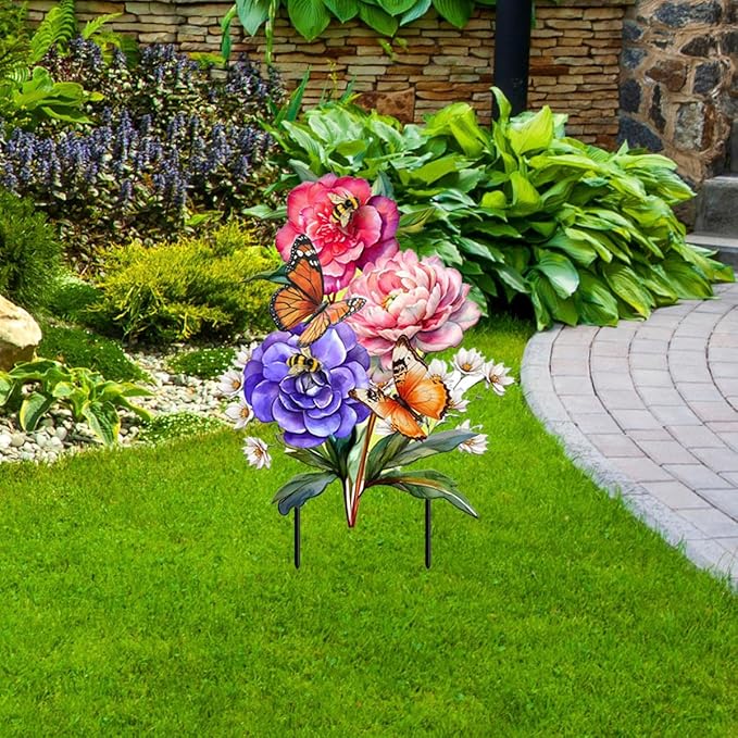 Briarwood Lane Butterflies and Peonies Metal Art