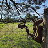 Farm Peeping Cow Metal Art Outdoor Decor Garden Fence Decoration, Farmhouse Backyard Hang Artwork Wall Decor, Outdoor Yard Patio Lawn Statue Gift for Loved Dad Grandpa (Cow)