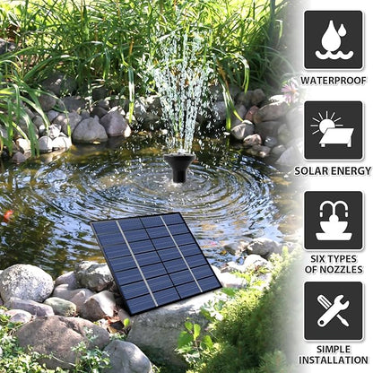 Solar Powered Water Fountain Pump with Panel, DIY Solar Fountain Pump Kit with 8 Nozzles 39 in Spray Height Solar Powered Fountain Water Pump for Bird Bath, Ponds, Garden, Fish Tank (B)