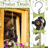 Rossesay 7 Inches Bear Statue Tree Hugger with Solar Light Resin Bear Statue Sign with LED Lantern Waterproof Hanging Figurine with Hook for Christmas Tree Decoration Outdoor Yard Garden(Black)