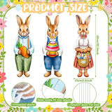 Umigy 3 Pcs Easter Yard Decor Elegant Easter Sign with Stakes 32 x 10 Inch Bunny Holding Carrots Eggs Baskets Lawn Decor Cute Yard Decoraitons for Home Pathway Walkway