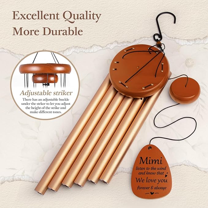 Aurahouse Mimi Gifts Wind Chimes 36'', Mimi Birthday Gifts, Gift for Mimi, Mimi Gift Ideas from Grandkids for Thanksgiving, Christmas, Valentines Day, Mothers Day