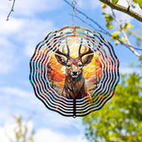 Deer Head Wind Spinner 3D Frosted Deers Head Wind Spinner Hanging for Yard and Garden, Cute Spinners Made of Tough Steel Plate