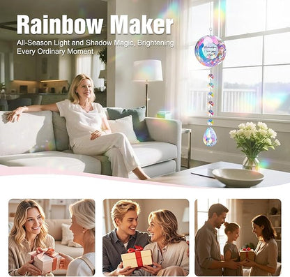 Remember I Love You Mom Gifts for Mothers Chriatmas Birthday, Perfect for Christmas Mothers Day to Mom from Daughter Son, Window Decor Crystal Suncatcher for Moms Office Bedroom Living Room Garden