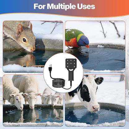 120V 250W Pond De-Icer and Chicken Water Heater for Livestock Tank Heater, Featuring Power-Off Protection, Overheating Protection, GFCI Plug & 9.2FT UL Approved Cord