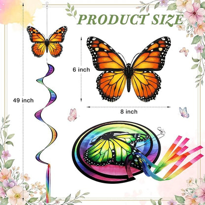 Gerrii 4 Pcs Spring Butterfly Windsock for Outside Monarch Butterfly Wind Spinner Hanging Decor Springtime Wind Twister Windmill for Yard Garden Patio Home Supply