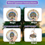 Tree of Life Wind Spinner 3D Stainless Steel Hanging Wind Spinners 10 Inch Stained Glass Style Multi-Color Kinetic Decor for Indoor and Outdoor Spaces Christmas