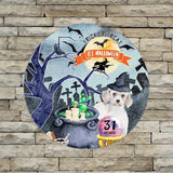 Retro Metal Sign 12"x12",Happy Halloween Scary Night Grave Witch Bats Trick Or Treat Dog Aluminum Tin Metal Sign for Home Living Room Bedroom Garden Farm Patio Decor Wall Art Poster
