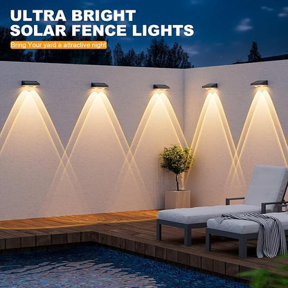 NIORSUN Solar Fence Lights,24 Pack Deck Light,Led Lights Warm White Outdoor Wall Lights,IP45 Solar Powered Light Waterproof for Backyard/Pool/Railing/Patio/Porch/Step/Outside/Garden (Black)