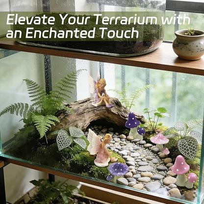 iland Fairy Garden Accessories Fake Mushroom Ornaments Glittery Fairy Figurines for DIY Micro Landscape Terrarium Garden Outdoor Bonsai Yard Miniature Ornaments Fairy House Dollhouse Accessories
