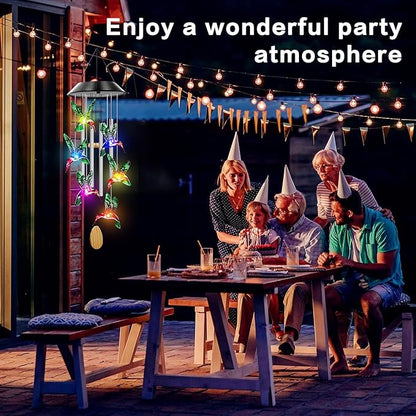 Solar Powered Hummingbird Wind Chimes with 4 Music Aluminum Tubes, Hummingbird Wind Chimes for Outside,Best Gifts for Mom Grandma Women Wife Aunt Sister, Unique Mobile Wind Chime, Garden Yard Decor
