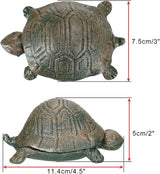 JUXYES Turtle Cast Iron Key Hider Outside Spare Door Key Box Outdoor Small Garden Statues Ornament, Turtle Indoor Decoration Jewelry Trinkets Box for Key, Ear Studs, Ring, Paper Clip