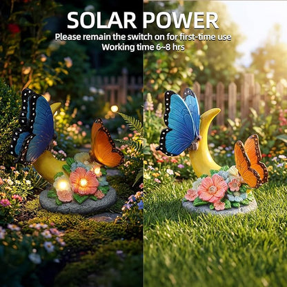 Rempry Solar Garden Butterfly Statue Decor for Yard Lawn Patio Outdoor, Unique Thanksgiving Anniversary Housewarming Decoration Gifts for Mom Grandma Women