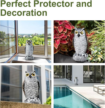 OFFO Fake Owls, Plastic Owl Statue to Decorate The Garden, Porch Pool Patio Yard, Halloween Decorations for Outdoor Garden, 8.3 in Height, Brown and White