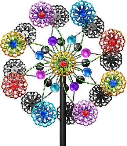 Wind Spinners Outdoor, Kinetic Wind Spinner,Yard Art Windmill with Metal Stake, Metal Wind Sculptures & Spinners,Waterproof Pinwheels Large Wind Spinner for Yard and Garden (Snow-Colour)